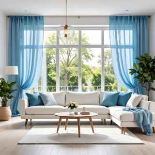 Smarties Baby Blue Soft Sheer Curtain 3