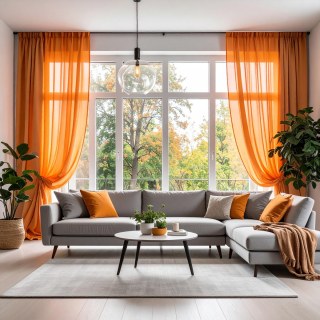 Smarties Orange Soft Sheer Curtain 3