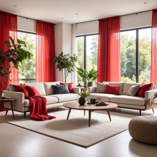 Smarties Red Soft Sheer Curtain