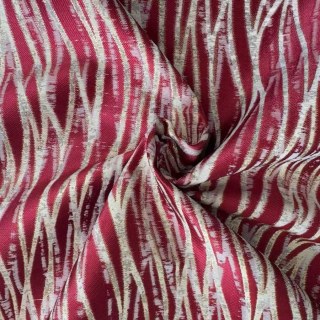 Woven Drift Abstract Geometric Red Curtains with Gold Details