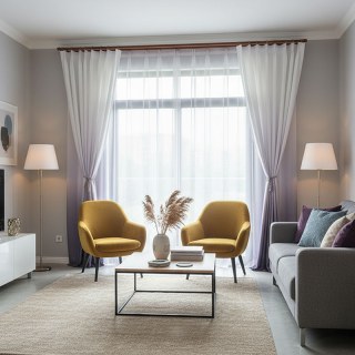 Candy Land Linen Style Grey Ombre Curtain