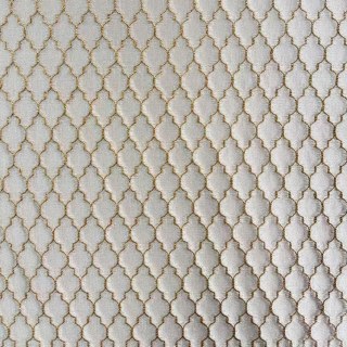 Fancy Trellis 3D Jacquard Cream Arabesque Curtains with Gold Details