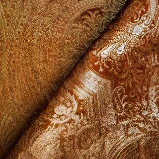 Royal Mirage Orange Damask Velvet Curtain 3