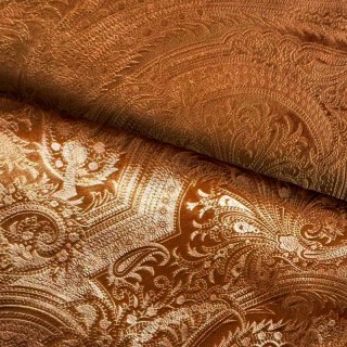 Royal Mirage Orange Damask Velvet Curtain 4