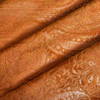 Royal Mirage Orange Damask Velvet Curtain 2