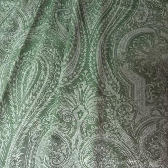 Royal Mirage Sage Duck Egg Green Damask Velvet Curtain 1